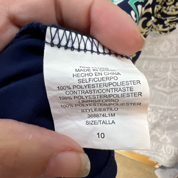 LUXOLOGY DRESS BEAUTIFUL PRINT ROLL TAB SLEEVE POCKETS 10 GREAT FIT BLUE GREEN - Picture 10 of 11